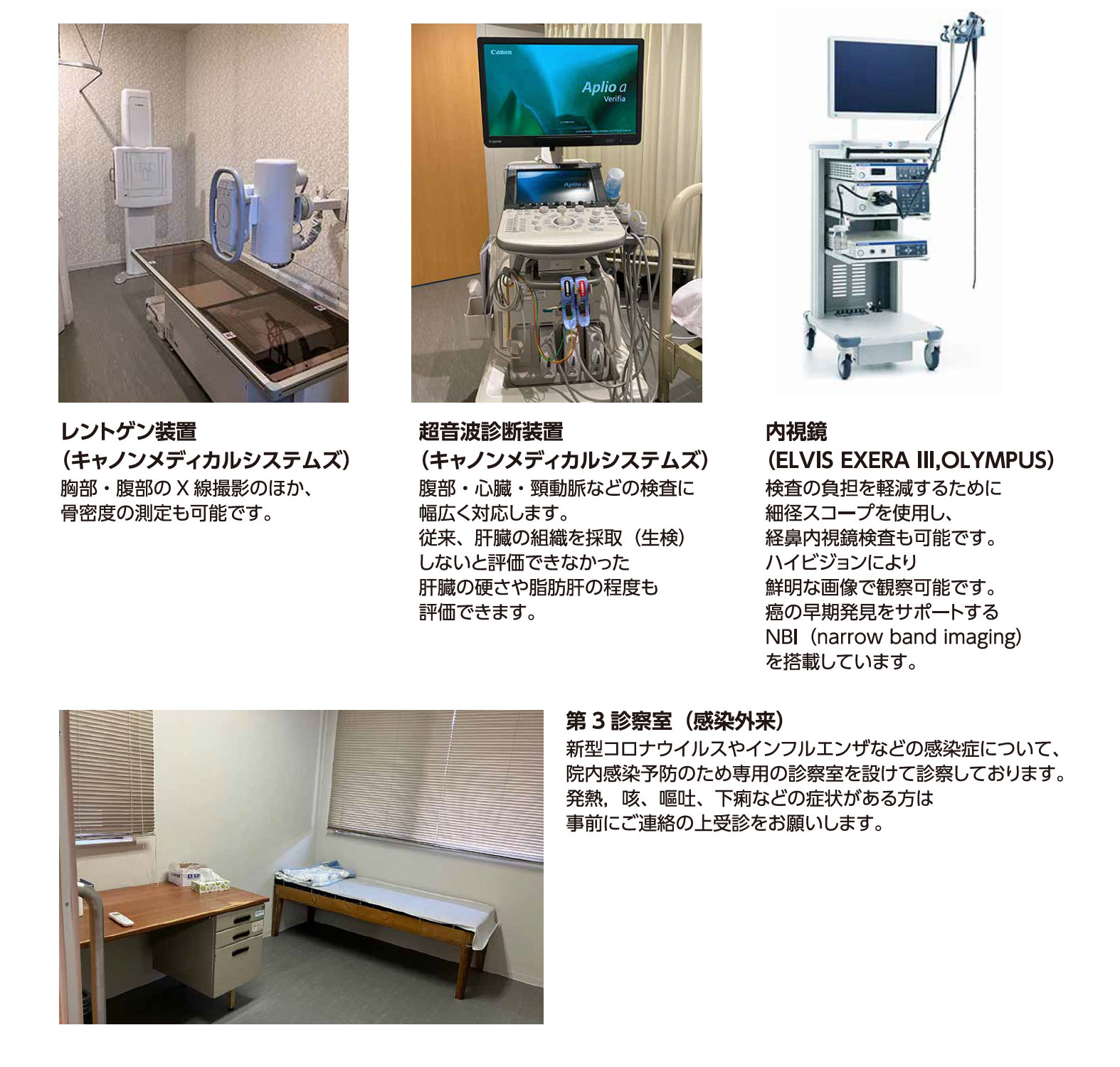 当院の紹介、外観、受付、レントゲン室、処置室、天敵、処置室